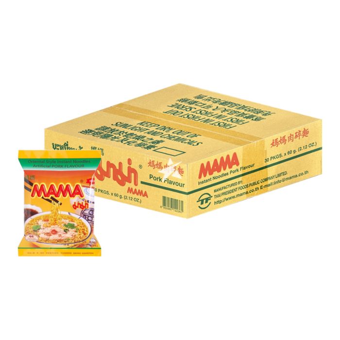 MAMA Instant Noodles Artificial Pork Flavor,30 Pkgs.x 2.12 Oz.(60g)