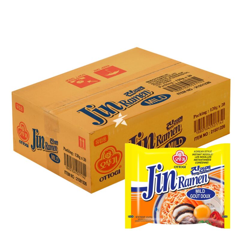 Ottogi Jin Ramen Mild 120g (Pack of 20) | Enjoy a Rich and Mild