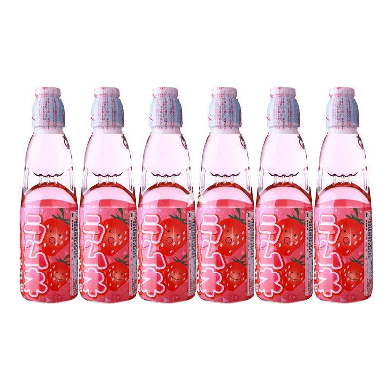 Hatakosen Ramune Soda - Strawberry Flavour 200ml (6 Bottles) | Starry Mart