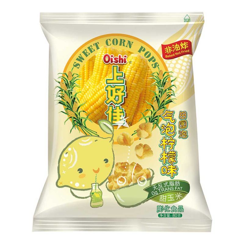 Buy Oishi Sweet Corn Pops Lemon Soda Flavour 80g - Chinese Supermarket ...