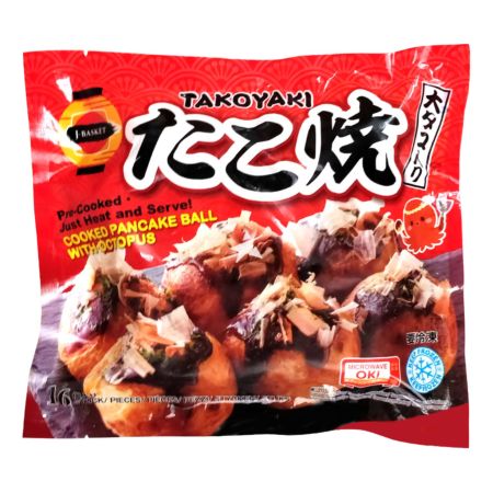 J-Basket Takoyaki - Frozen Cooked Pancake Ball with Octopus 16 Pieces 480g