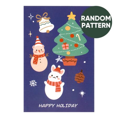 Starry Mart Christmas A6 Message Card - Bunny Teddy 1 Card (Random Design)