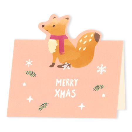 Starry Mart Christmas Fold Message Card - Fox