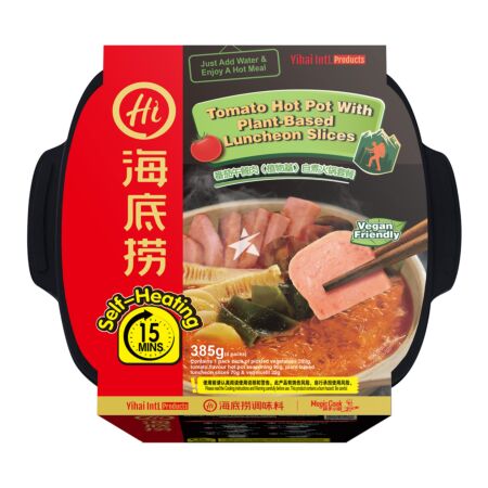 Haidilao Self-Heating Hot Pot - Tomato Hot Pot with Plant-Based Luncheon Slices 385g
