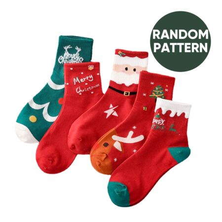 Starry Mart Christmas Cotton Sock 1 Pair (Random Pattern)