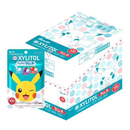 (Collectable - Non Edible) Lotte Xylitol Ramune Candy Pokemon Collab Edition Random Design 32g (Pack of 10)