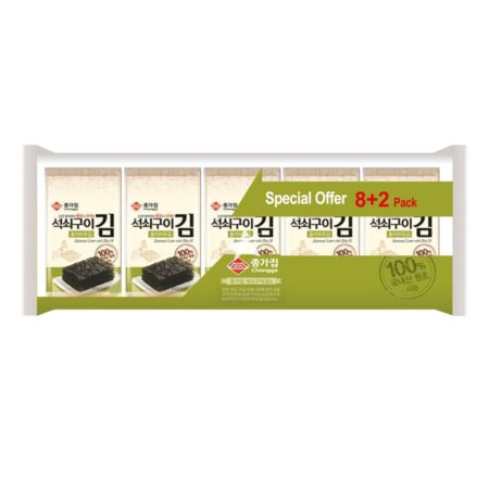 Chongga [Jongga] Olive Oiled Seaweed 8+2 Packs 40g