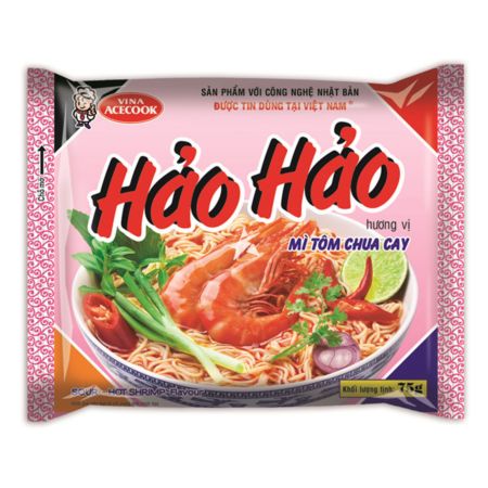 Acecook Hao Hao Instant Noodles with Hot & Sour Shrimp Flavour 77g