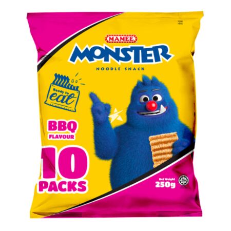 Mamee Monster Noodle Snack - BBQ Flavour (10 Packs) 250g