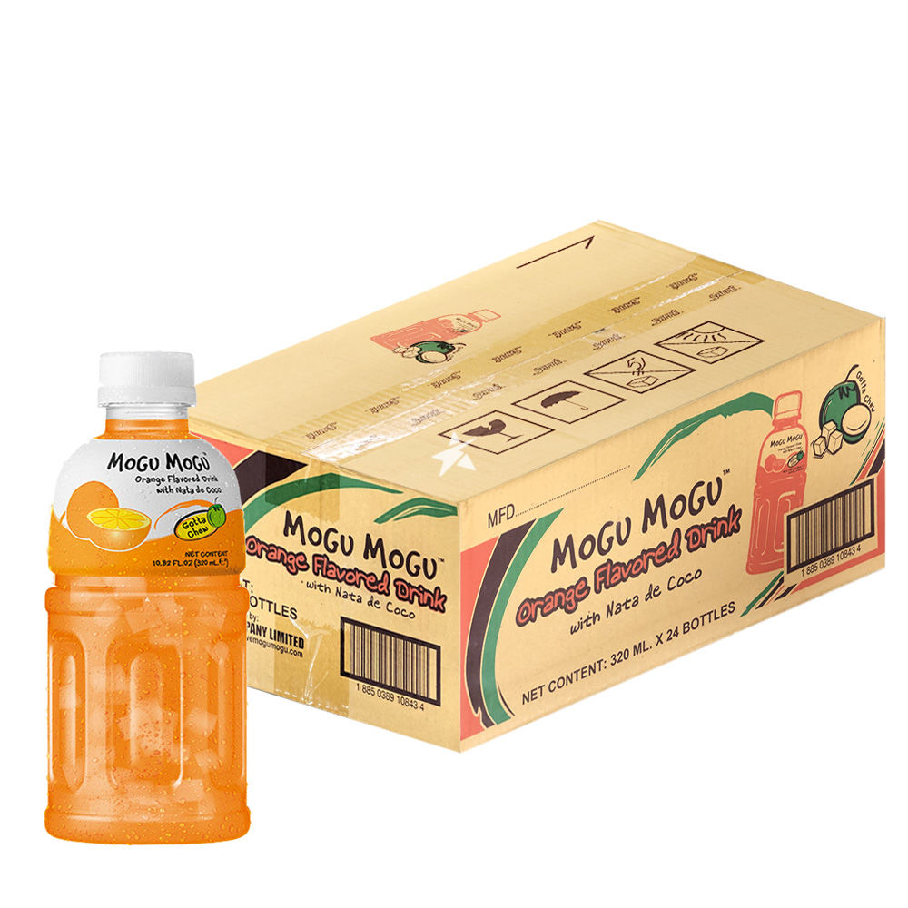 Mogu Mogu Orange Flavoured Drink with Nata de Coco (Gotta Chew) 320ml (Box of  24)