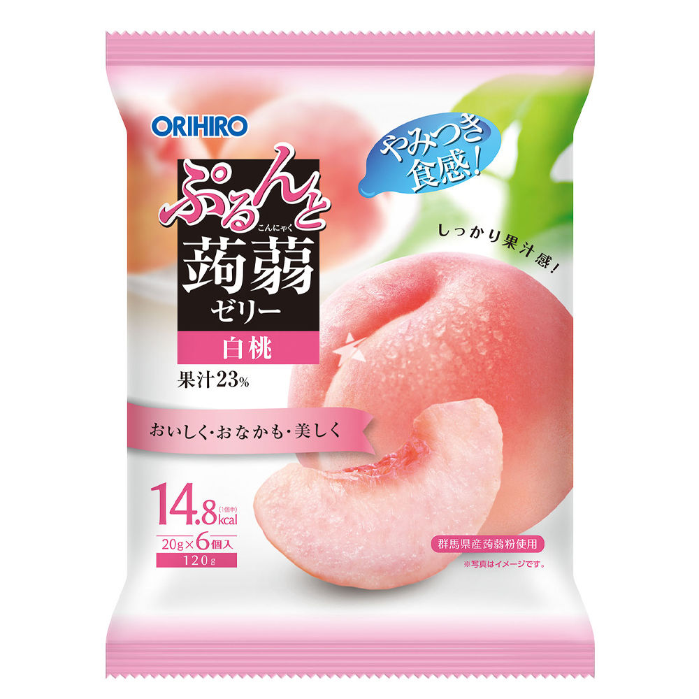 Buy Orihiro Konnyaku Jelly Peach Flavour 6 Pieces 120g - Japanese