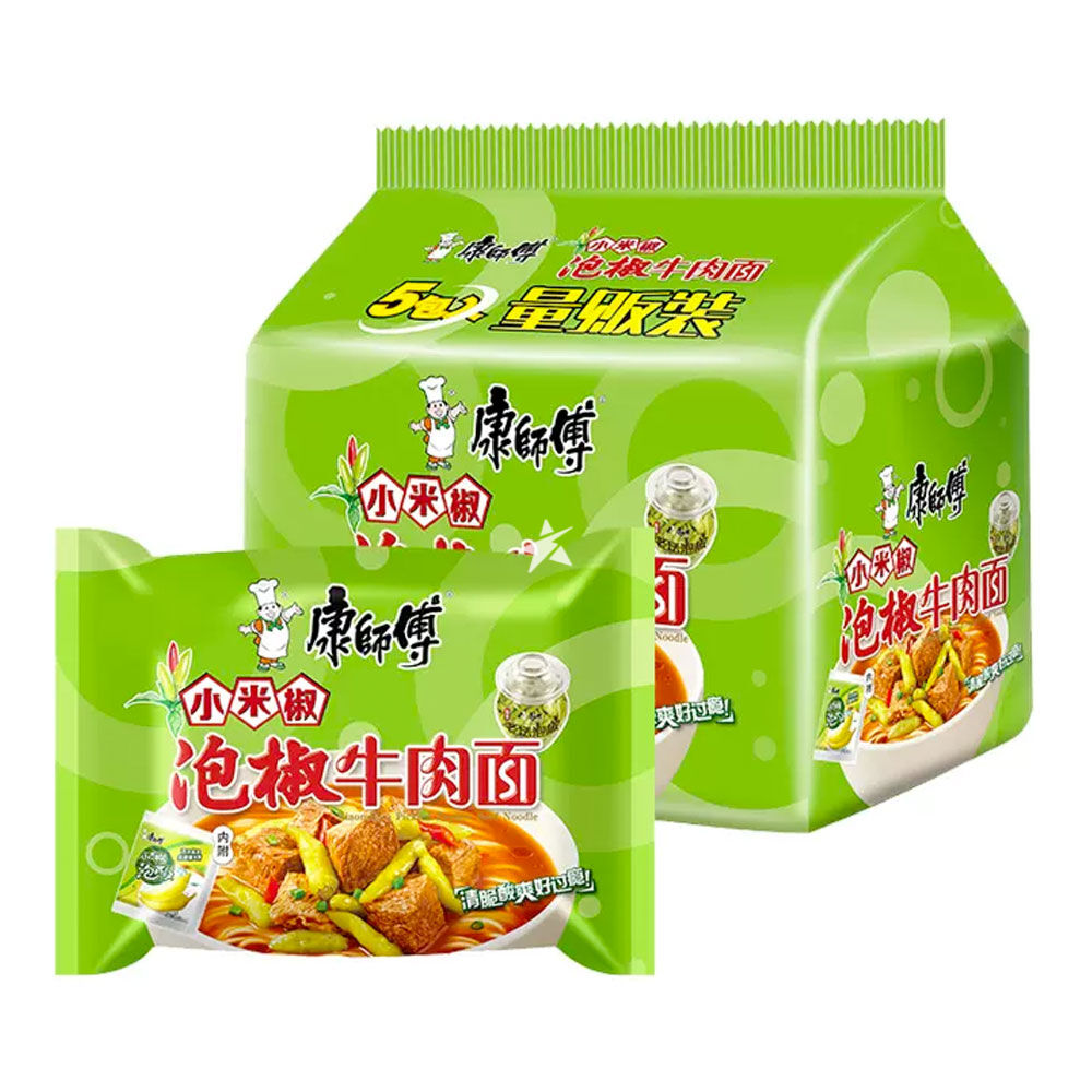 Buy Master Kong Instant Noodle - Xiaomijiao Pickled Pepper Artificial Beef  Flavour 104g (Pack of 5) - Chinese Supermarket Online UK